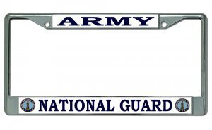 Army National Guard Chrome License Plate Frame Free Screw Caps with This Frame