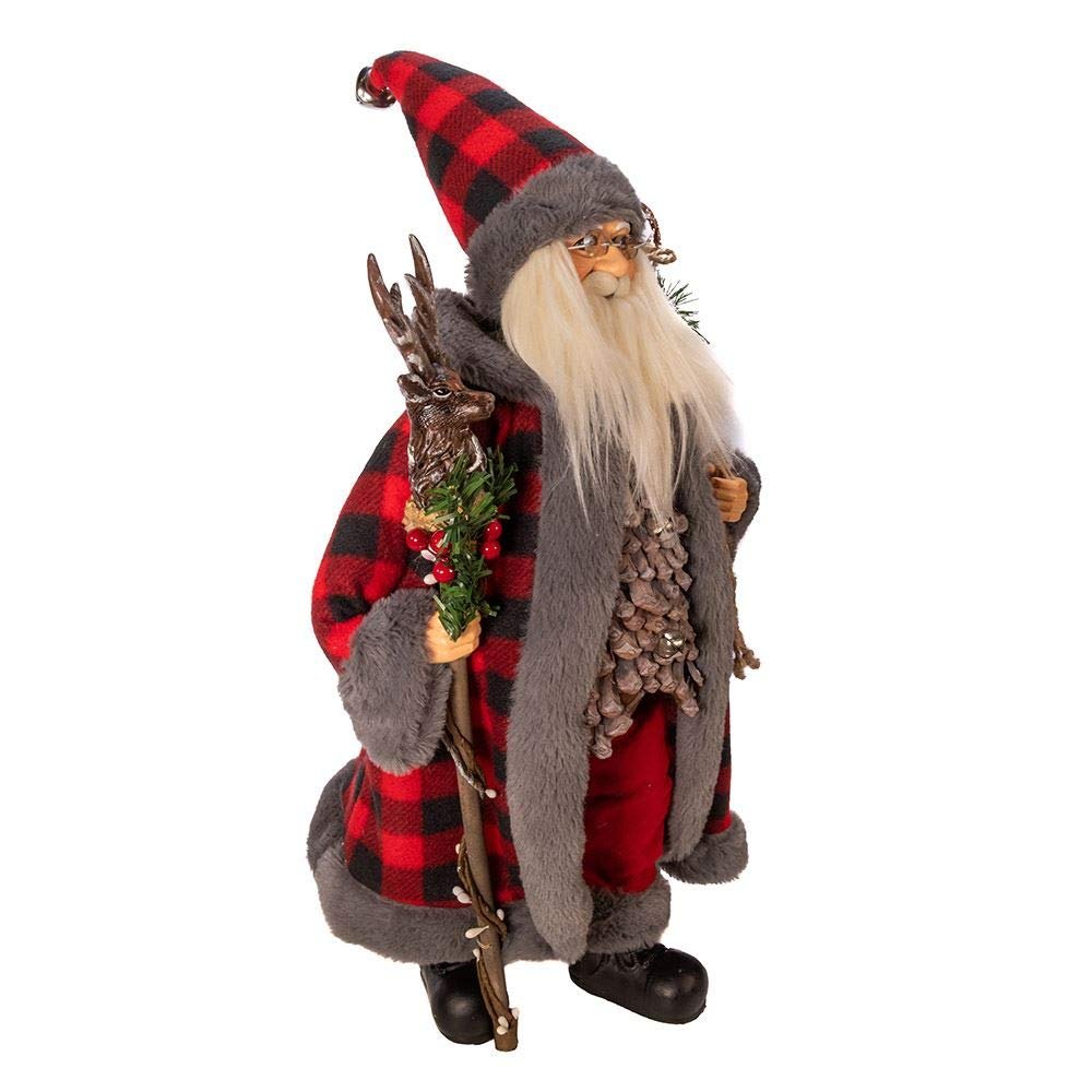 Kurt Adler Kringle Klaus Santa Figure, 18-inches Height, Red and Gray, Polyester, Holiday Decoration
