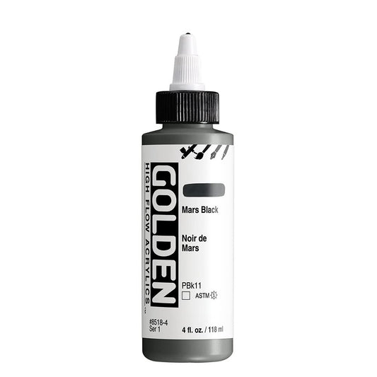 High Flow Acrylics by GOLDEN, Mars Black, 4 fl. oz. Bottle, Professional Acrylic Paint, Transparent
