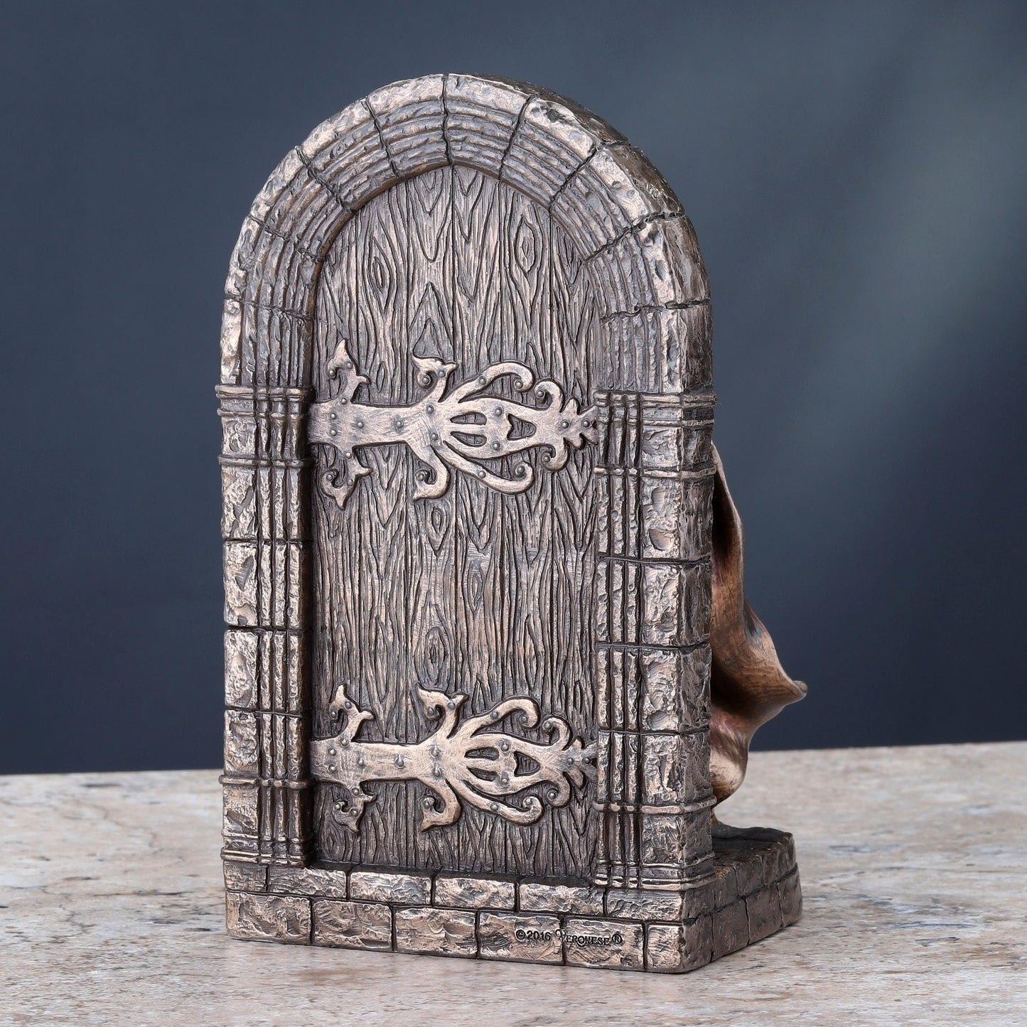Maltese Crusader Statue in Armor Guarding Door Holding Shield & Sword Bronze Finish Resin Bookend 7.5 Inches High