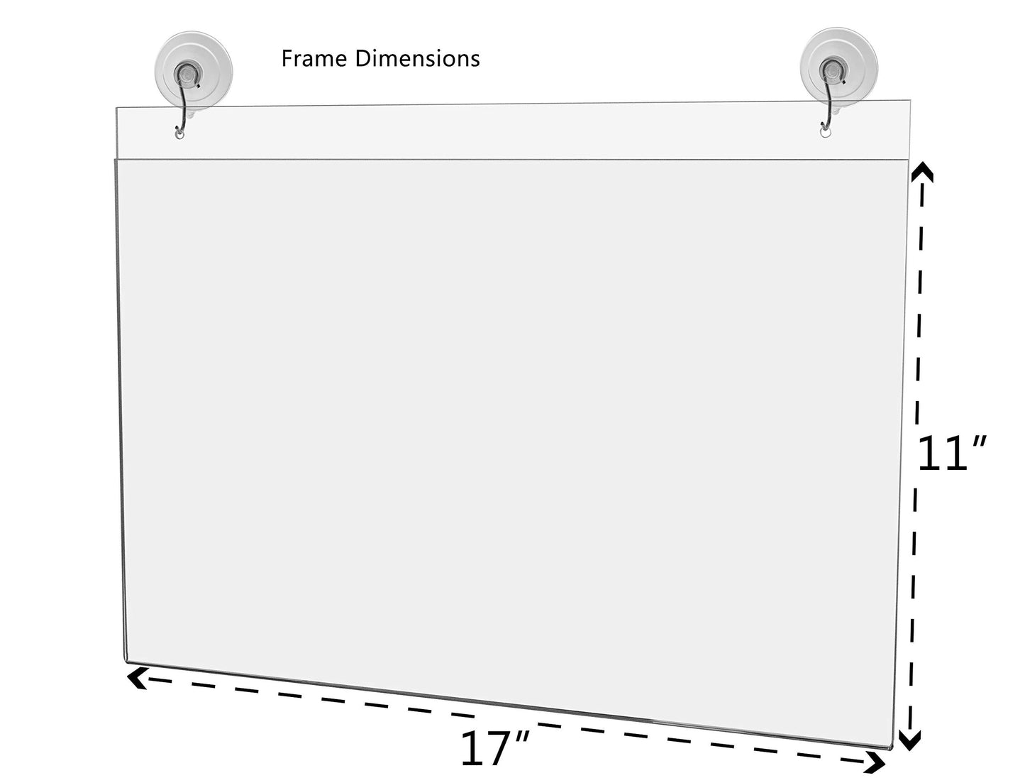 Marketing Holders Window Sign Holder 17" x 11" with 2 Predrilled Holes and Suction Cups with Hooks for Seating Charts and Directional Signs in Arenas and Theaters Clear Acrylic Horizontal Sleeve