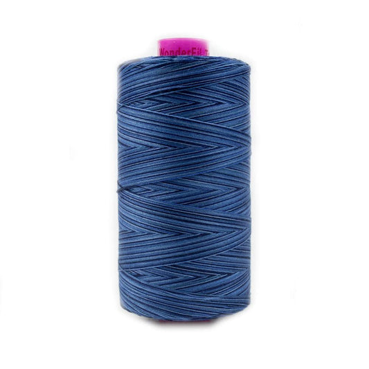 WonderFil Specialty Threads Tutti, Blue Night, 50wt double gassed Egyptian cotton, in variegated colors