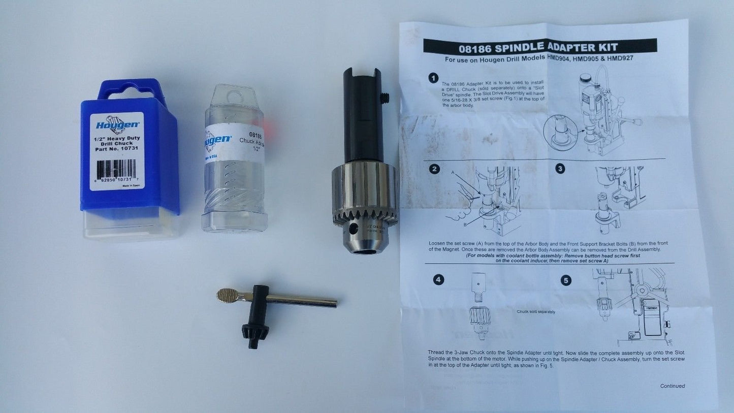HOUGEN DRILL CHUCK&ADAPTER FOR MODELS,HMD904, 905 & 927 (SLOTDRIVE)#08186/#10731