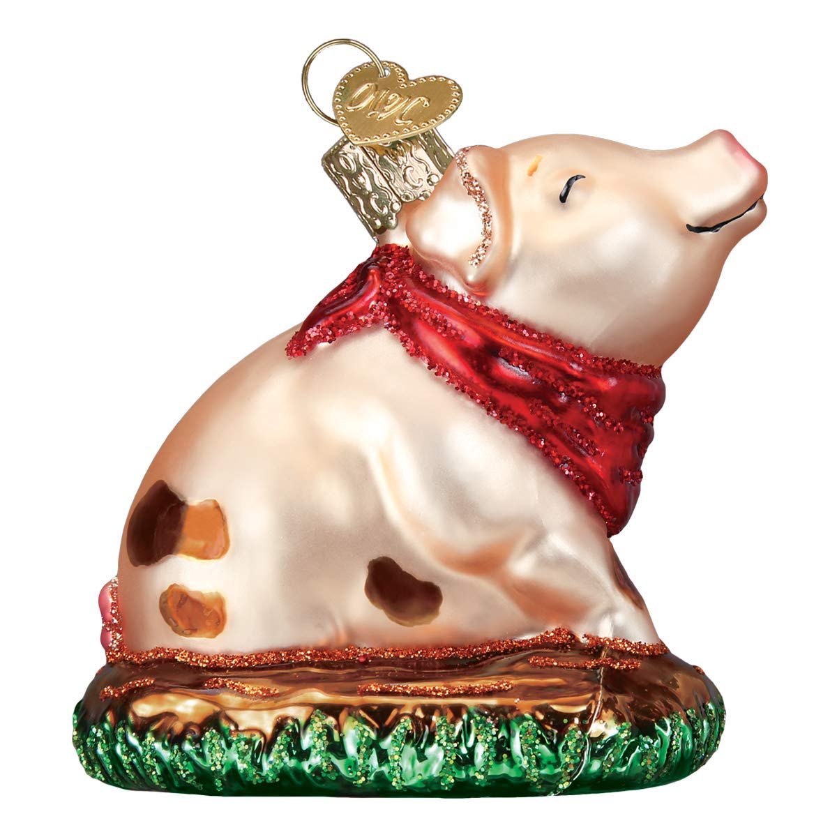 Old World Christmas Piggy in The Puddle Ornament, Pink