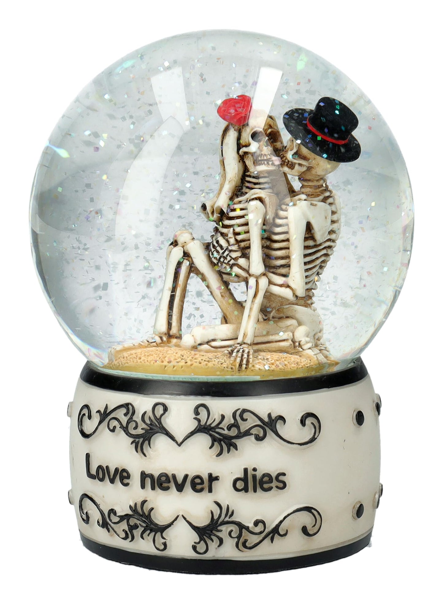 Pacific Giftware 5" Tall Love Never Dies' Romantic Gothic Collectible Eternal Love Skeleton Water Globe