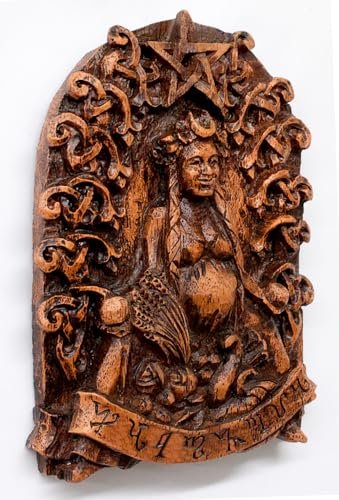 Dryad Design Habondia Wall Plaque - Celtic Goddess of Prosperity Home Decor (Wood Finish)