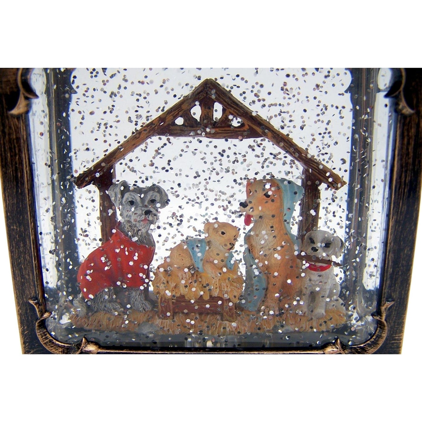 Roman Christmas Musical Dog Pageant Lantern, 8.75" H, Plastic, Battery Operated