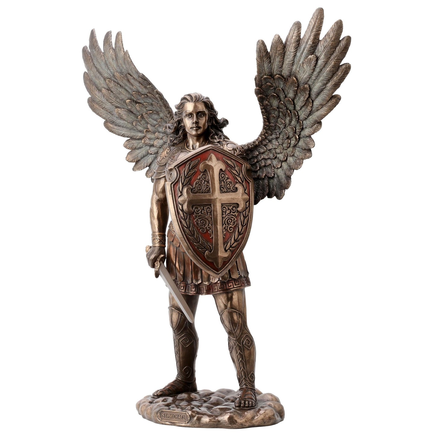 Veronese Design 28 3/4 Inch Saint Michael Archangel Sword and Shield Cold Cast Resin Bronze Finish Sculpture