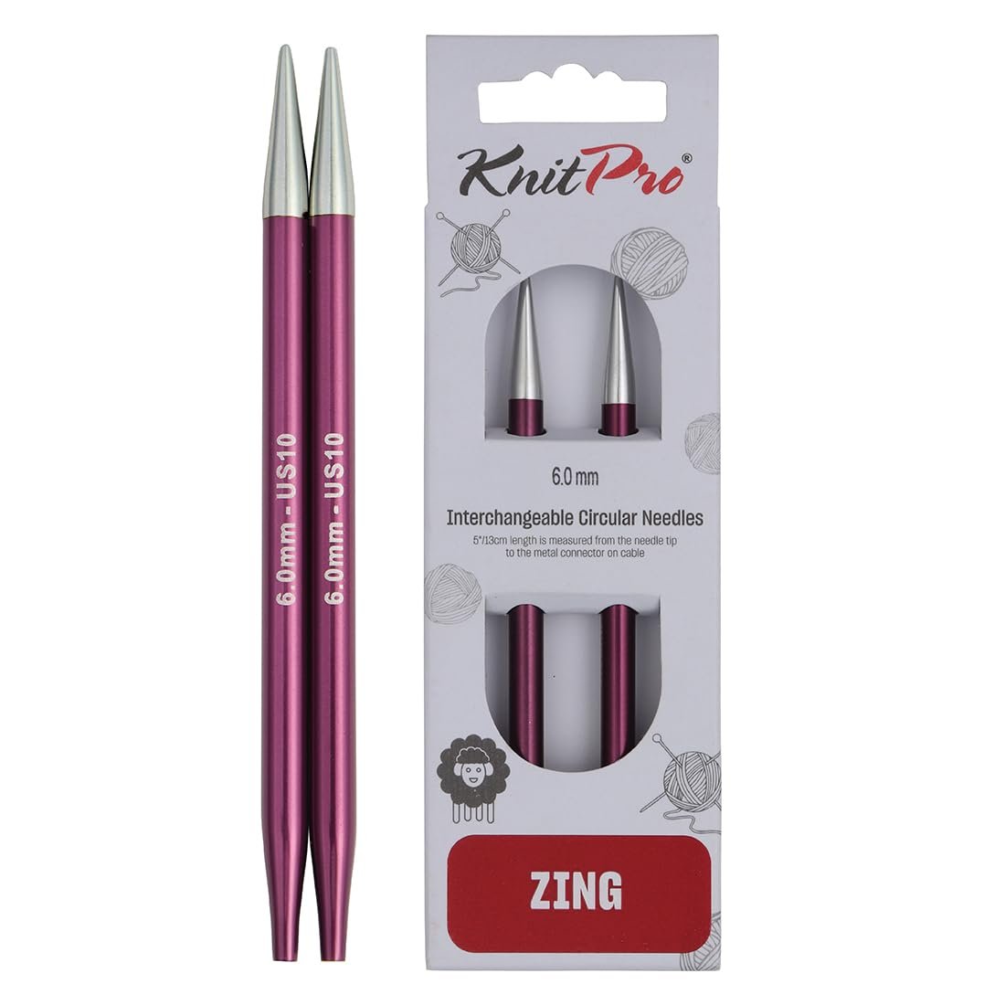 KnitPro Zing Interchangeable Circular Needles 4" (10cm)