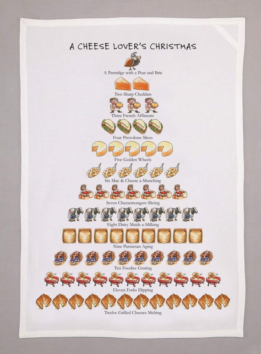 Allport Editions Cheese Lover's Christmas - Tea Towel - 12 Days of Christmas Series