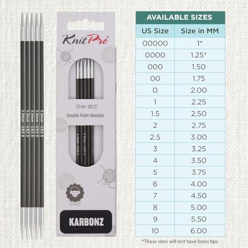 KnitPro 15 cm x 1 mm Karbonz Double Pointed Needles