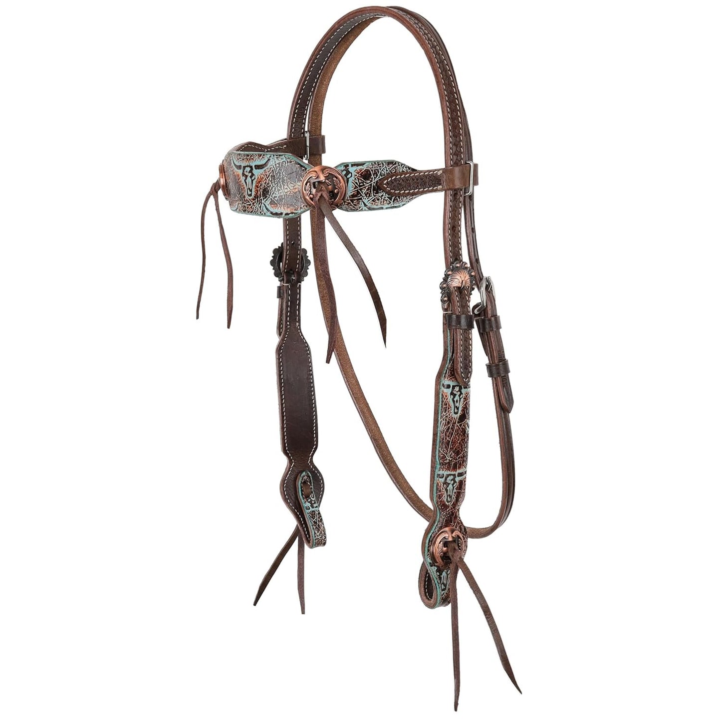 Showman Weathered Steer Twist Browband Headstall & Breast Collar Set