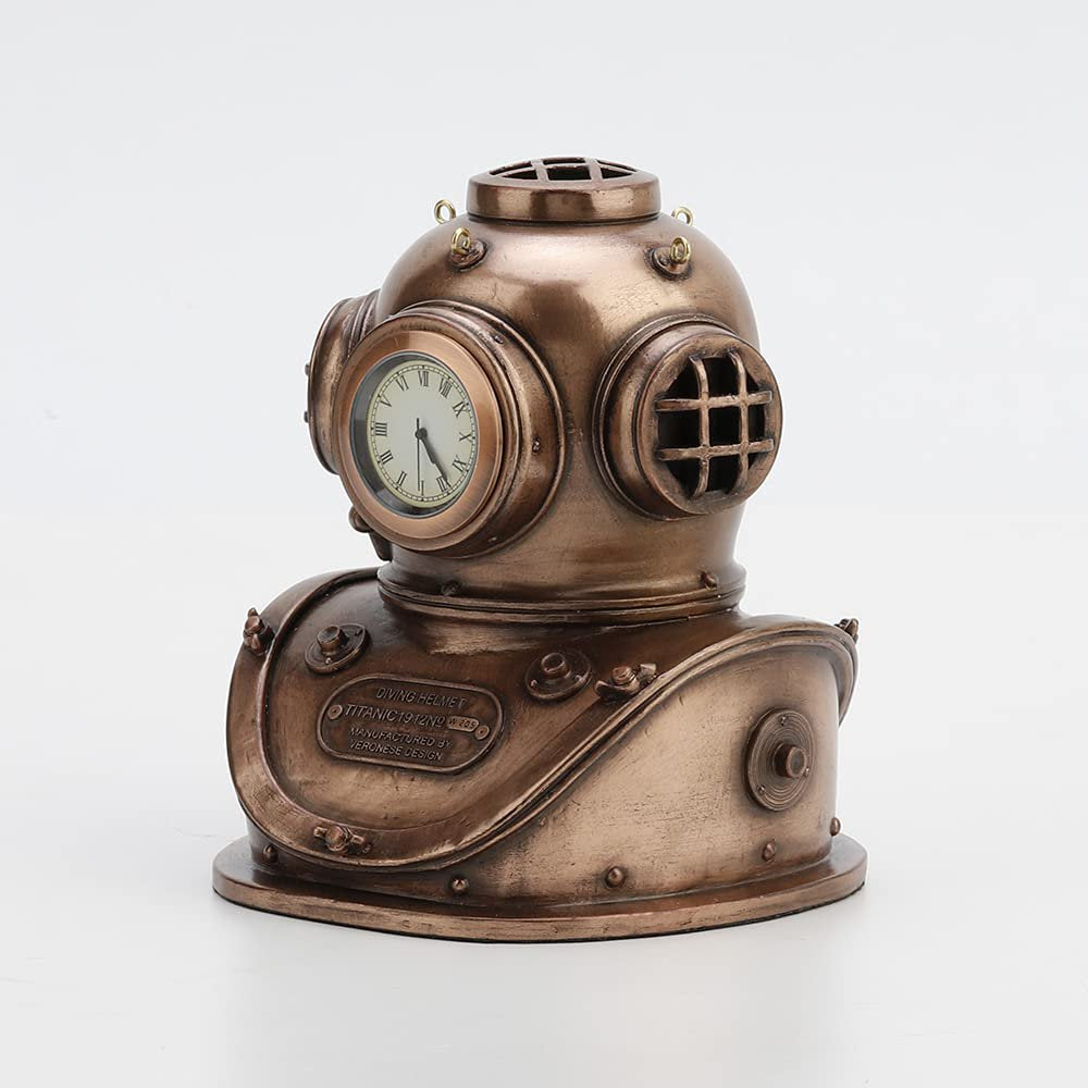 Veronese Design 5 1/4 Inch Classic Diving Helmet Clock Steampunk Figurine Gifts Statue