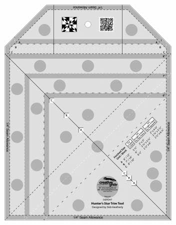 Creative Grids Hunter’s Star Trim Tool Quilt Ruler – CGRDH7 – Made in USA, 11in x 8-1/2in, Non-Slip Grip Acrylic Quilting, Sewing, Crafting, Patchwork Ruler & Template