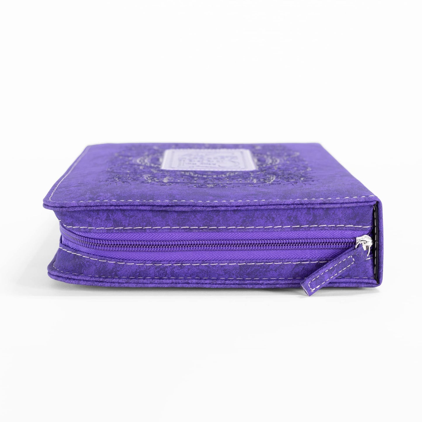 Hope Fill with Joy Purple Paisley 10 x 7 Vegan Leather Zippered Bible Cover with Handle, Large
