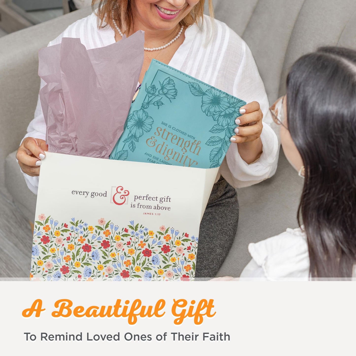 Teal Floral Fashion Bible Cover for Women She is Clothed Strength Dignity Proverbs 31 Woman Bible Case Book Cover, Faux Leather