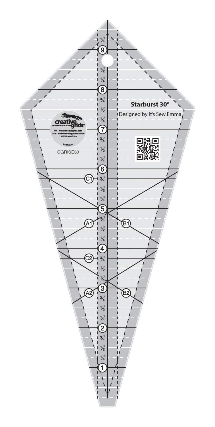Creative Grids Starburst 30 Degree Triangle Quilt 9-1/2in Ruler - CGRISE30
