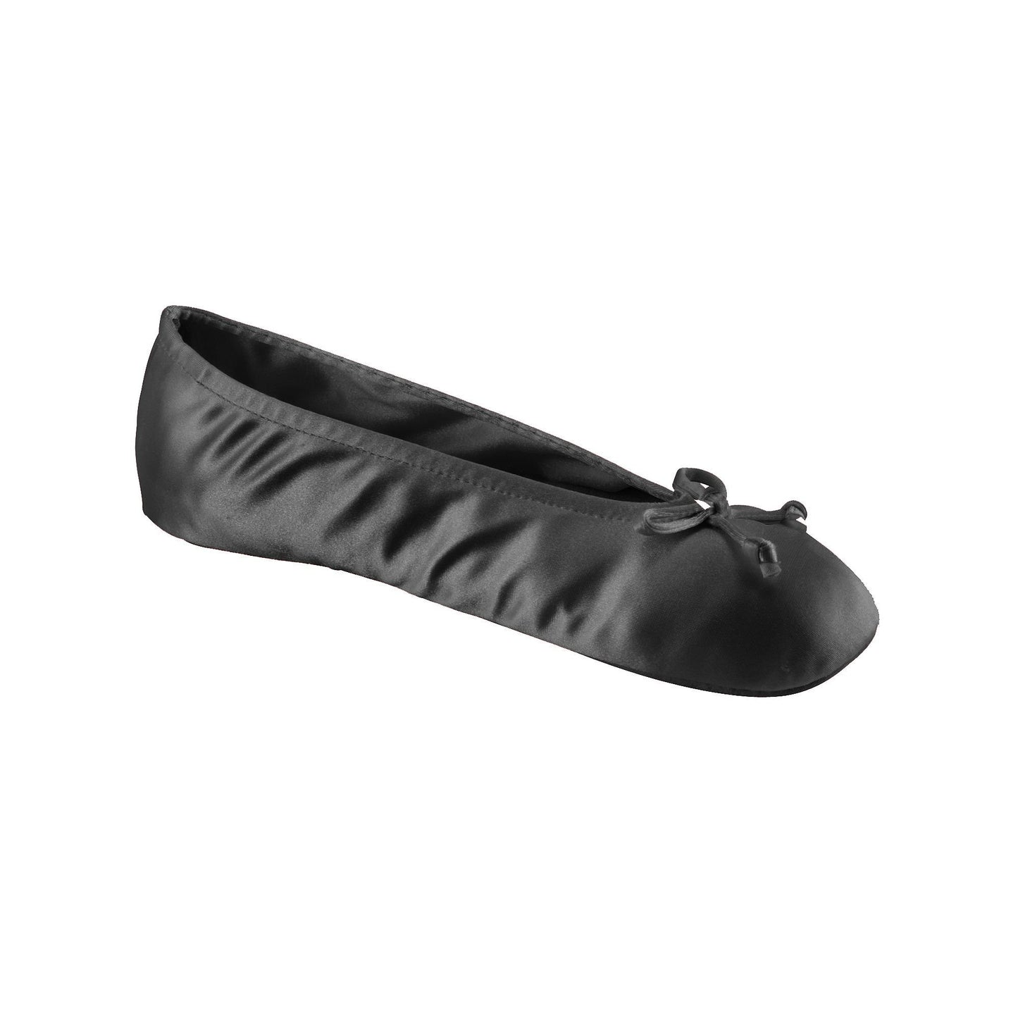 Isotoner Women's Satin Ballerina Slippers with Classic Ribbon Bow and Suede Sole