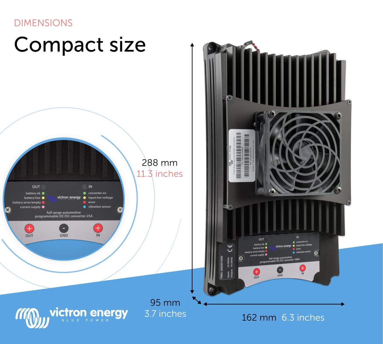 Victron Energy Buck-Boost DC-DC Converter 25 Amp for Charging a 12V or 24V Service Battery in Vehicles