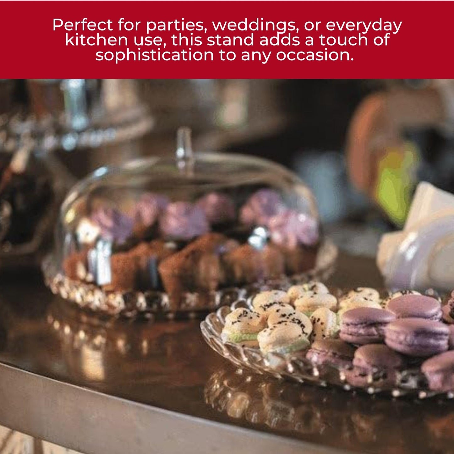 Guzzini Dolcevita 12" Cake Stand with Dome Lid - Mother of Pearl, Multi - Purpose Use for Dessert Table, Cupcake Stand, Cake Display, BPA-Free Display Stand for Parties, Weddings, Kitchen