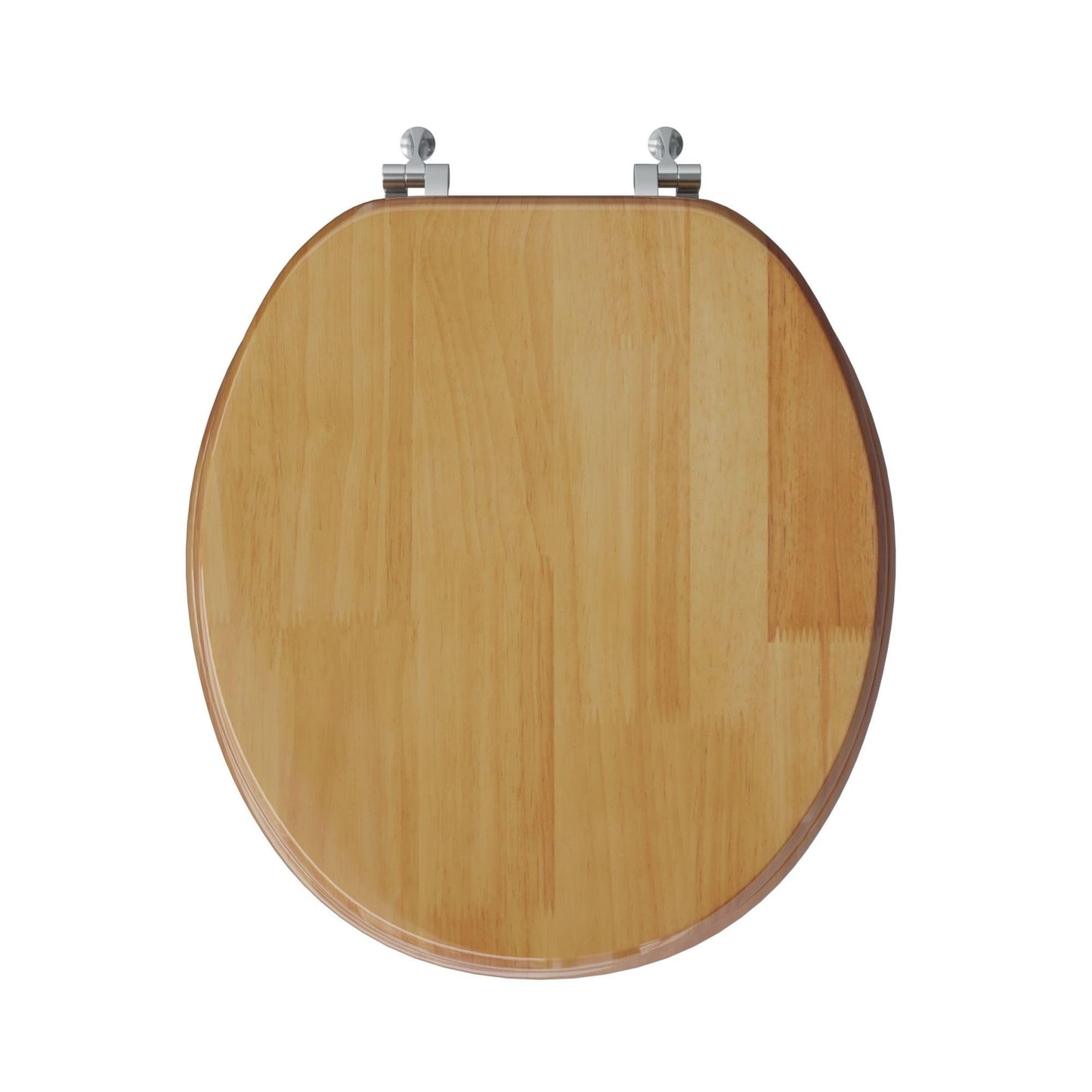 Comfort Seats C2B1R17CH Designer Solid Wood Toilet Seat with Chrome Hinges, Round, Oak