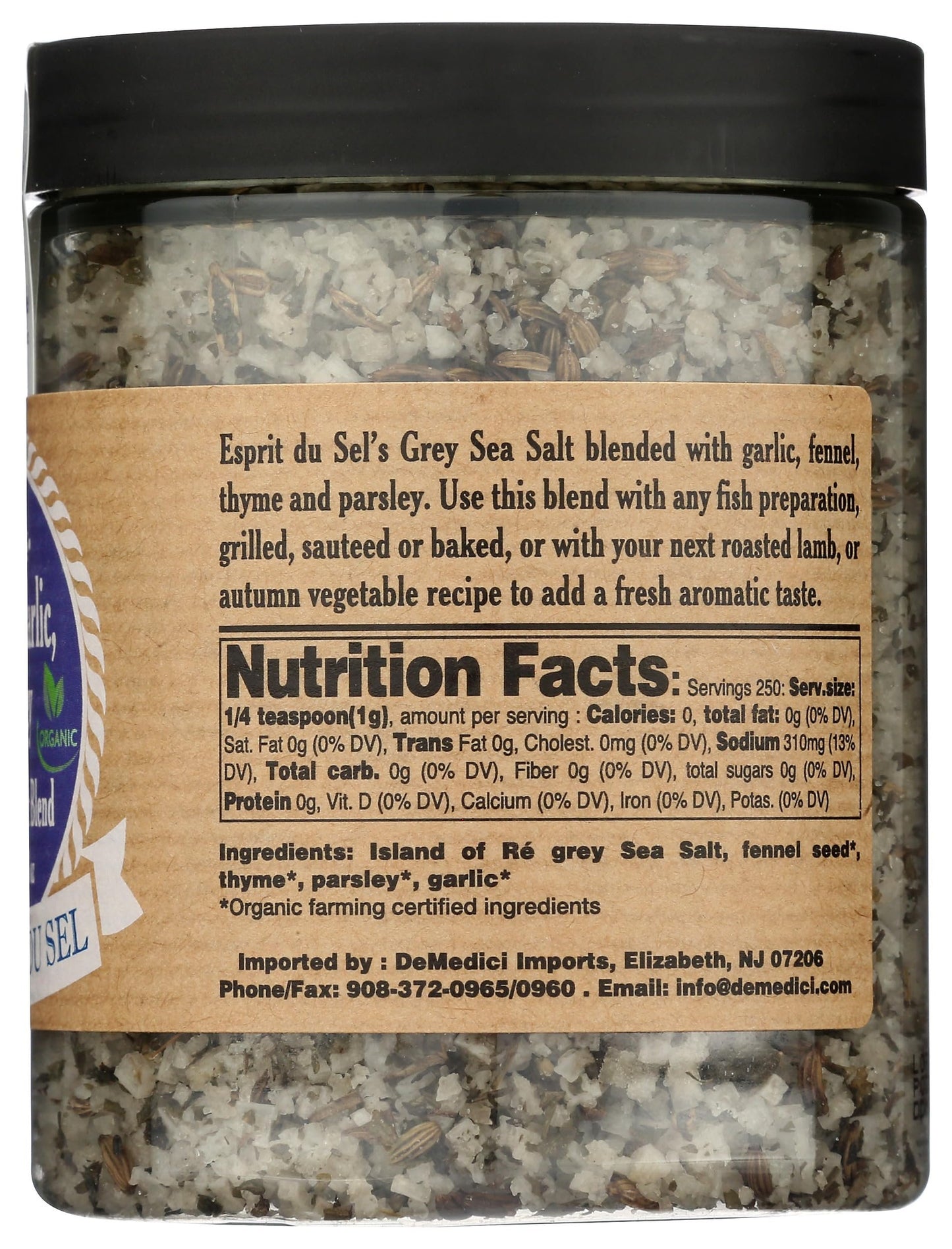 ESPRIT DU SEL Fennel, Garlic & Parsley Salt Blend, 8.8 OZ