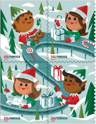 USPS Holiday Elves (Booklet of 20) Christmas Celebrations First-Class Mail Forever Postage Stamps 2022Scott #5722-5725