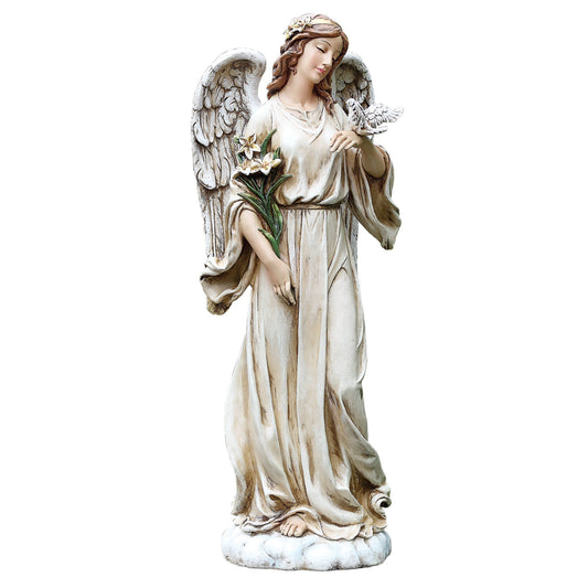 Joseph's Studio Angel with Dove Garden Statue – 24.5" Tall Religious Outdoor Décor – Inspirational Resin Yard Sculpture for Garden or Memorial