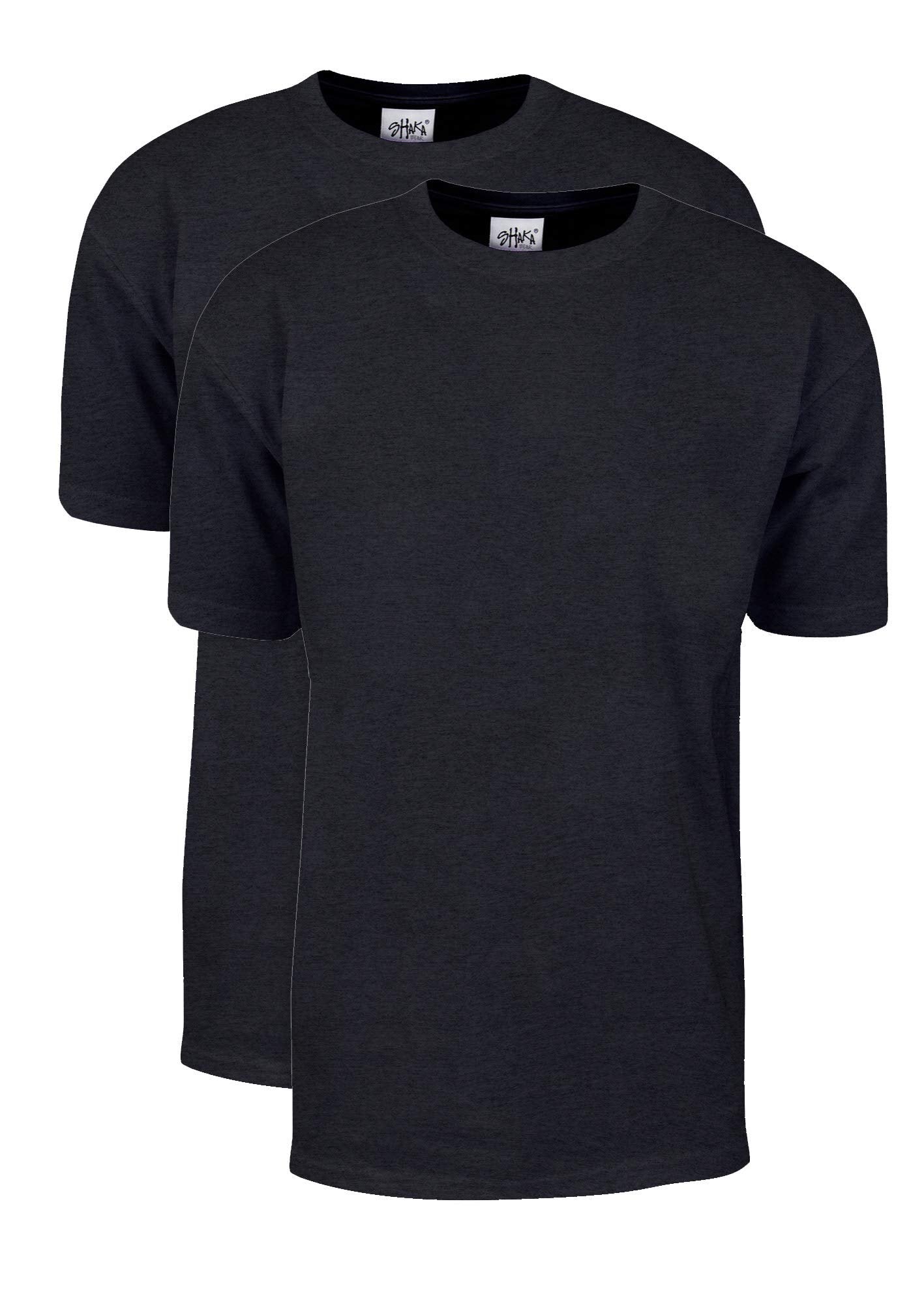Shaka Wear Men's T Shirt – 2 Pack 7 oz Max Heavyweight Cotton Short Sleeve Crewneck Tee Top Tshirts Regular Big Size MHS02 Black 2T 2pk