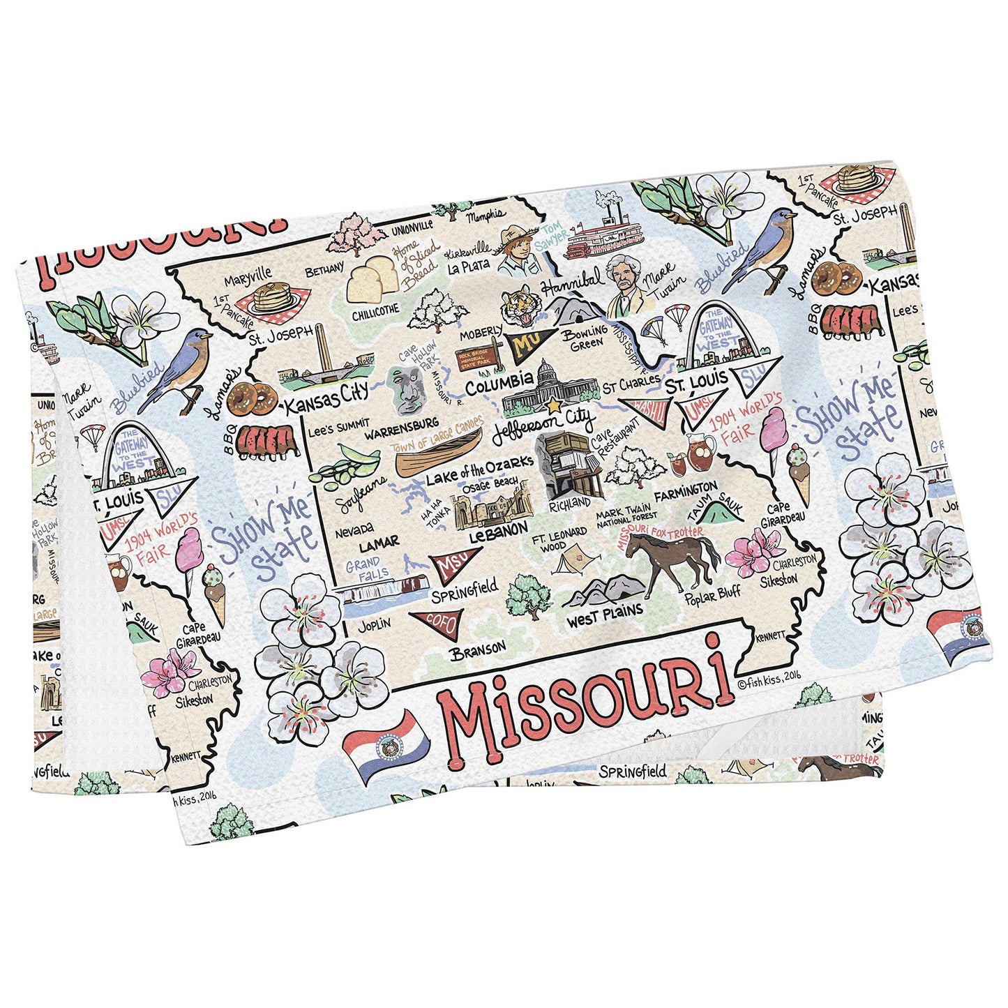 Fish Kiss 16"x24" Map Towel is 100% Microfiber Waffle Weave Help You Explore in Detail – Our Super Absorbent & Soft, Machine Washable State Map Towel is Stain & Wrinkle Resistant