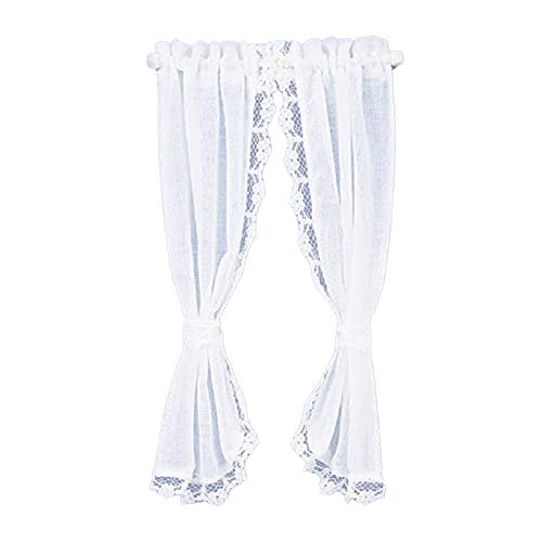 Melody Jane Dollhouse White Sheer Curtains on Rail Miniature 1:12 Scale Window Accessory
