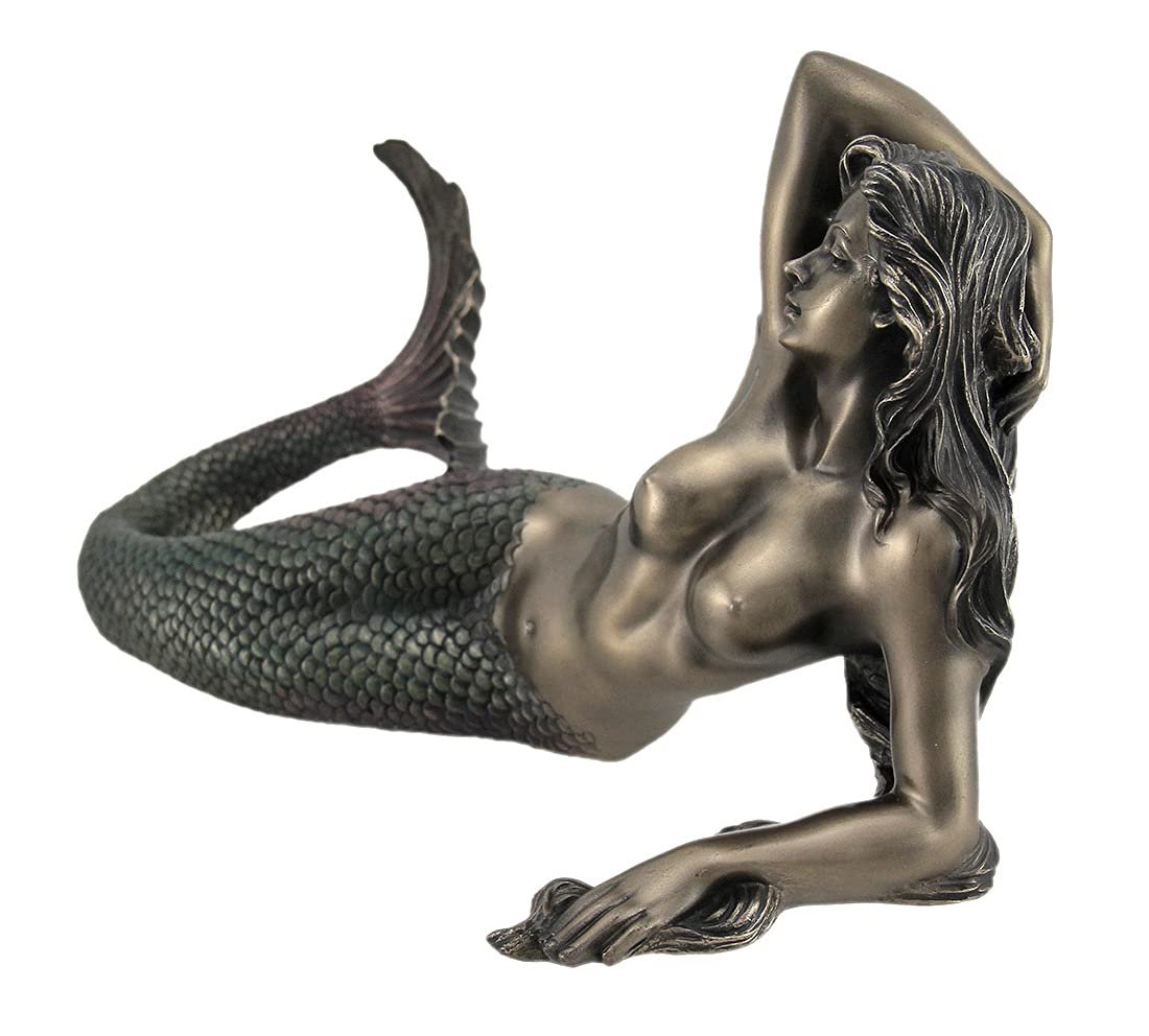 Wise Unic Mermaid Lying Back Statue