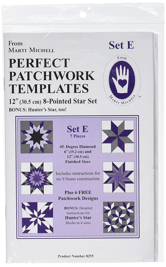 Perfect Patchwork Template-Set E - 8 Pointed Star Set 7/Pkg