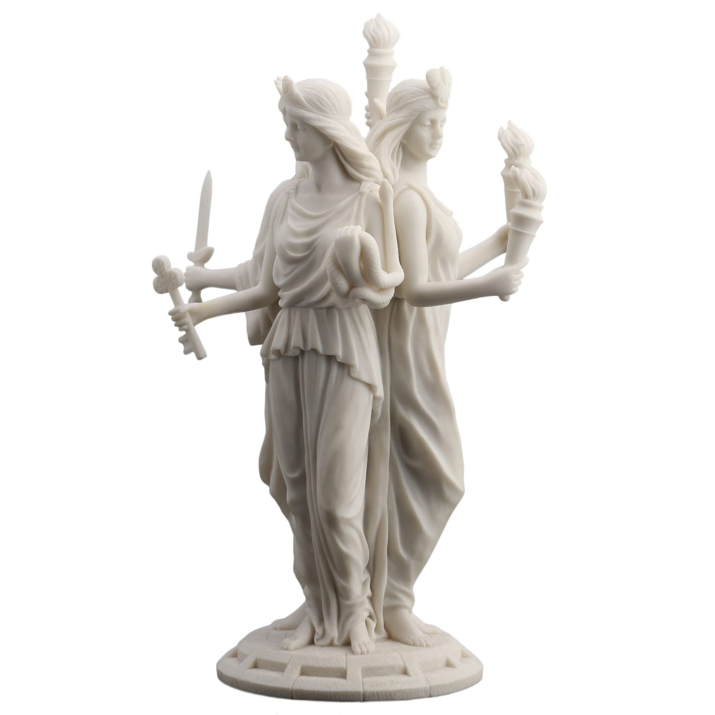 Veronese Design 11 3/4 Inch Greek Triple Moon Goddess Hecate Resin Statue Marble Finish