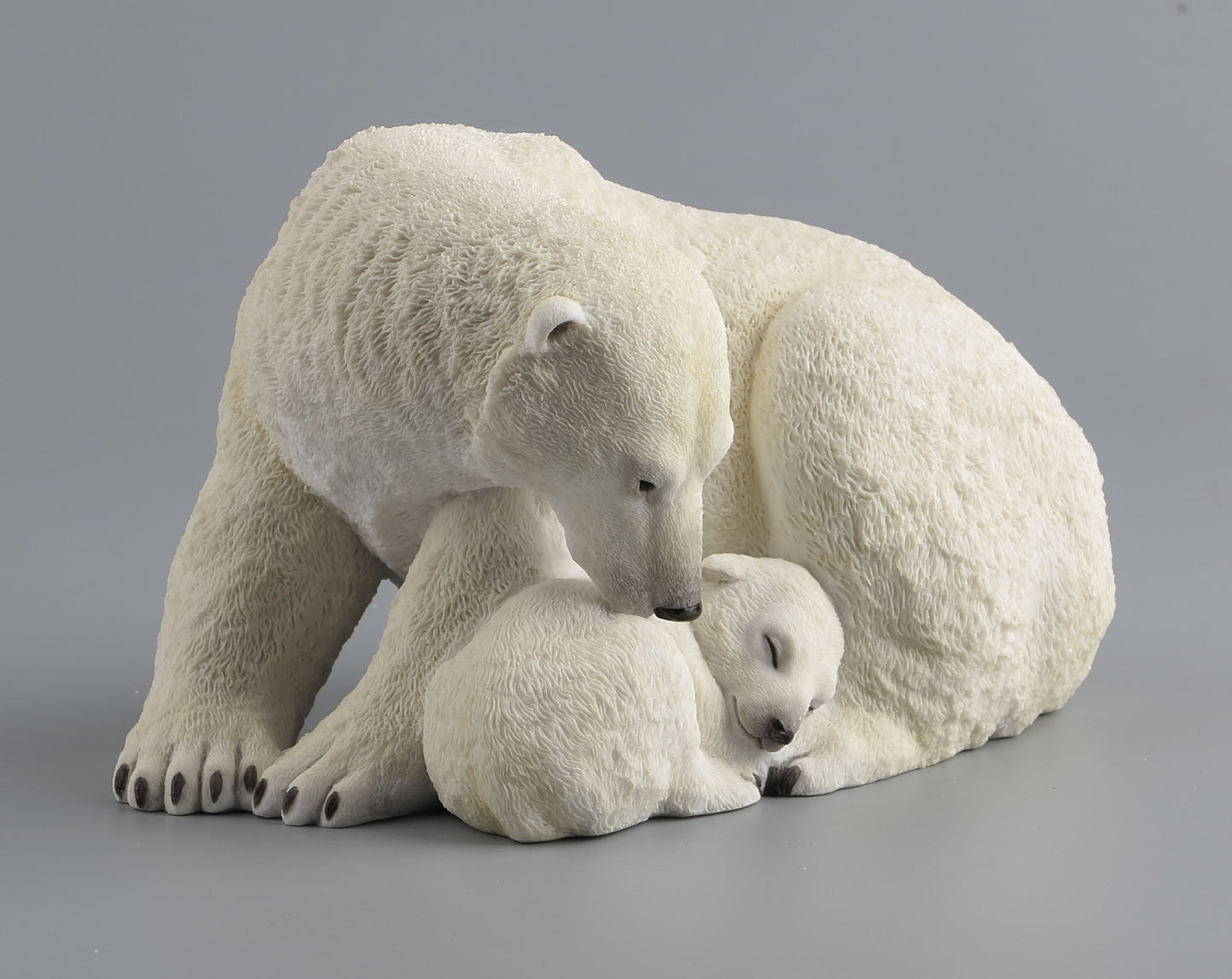 7.75 Inch Polar Bear Cub Cuddling with Mother Statue Figurine, White