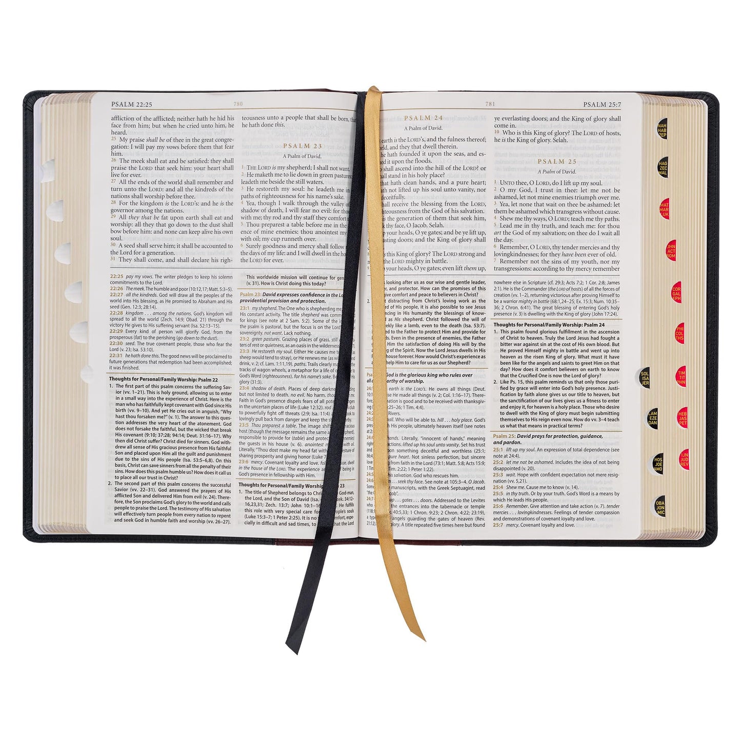 KJV Study Bible, Large Print King James Version Holy Bible, Thumb Tabs, Ribbons, Premium Full Grain Leather Black/Burgundy Debossed (KJV Study Editions LP)