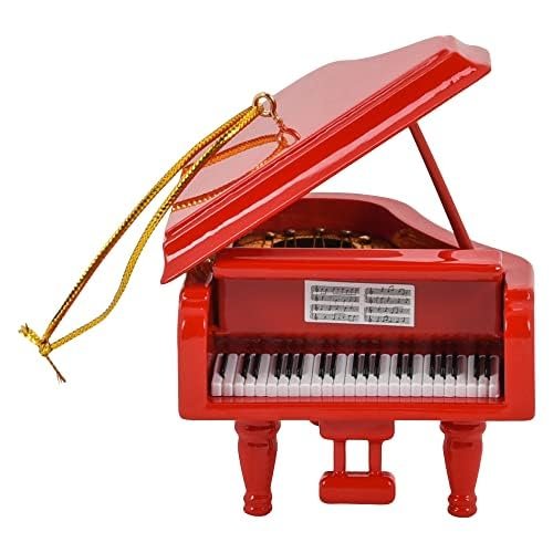 Broadway Gifts Co Cherry Red Grand Piano 3.5 inch Wood Hanging Ornament