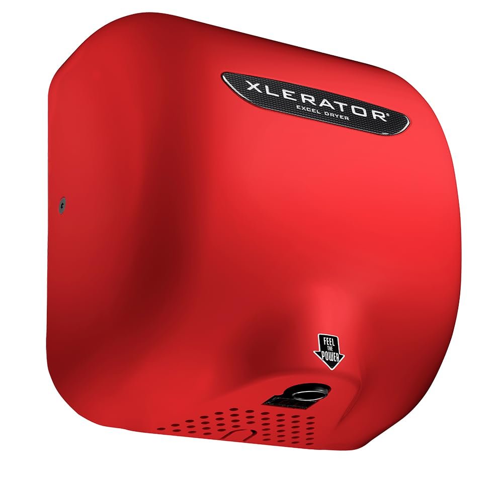 Excel Dryer XL-SP Red XLERATOR Automatic Commercial Hand Dryer,Zinc Die Cast Red Cover, XL-R
