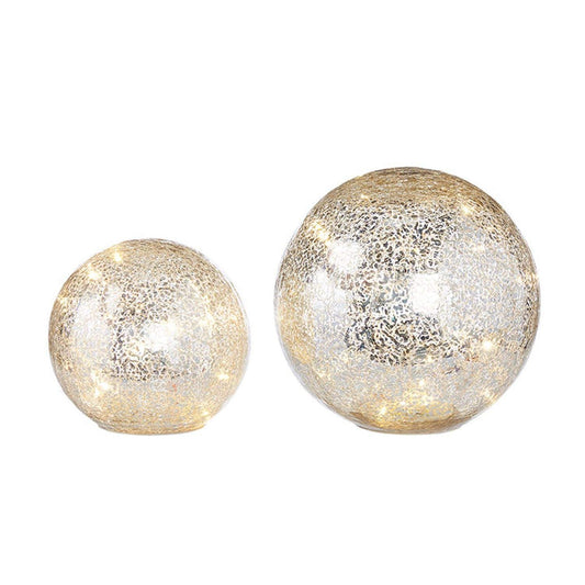 RAZ Imports All That Glistens 8" Mercury Glass Lighted Ball, Set of 2