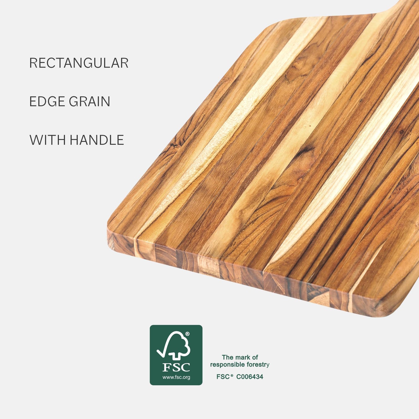 Teakhaus Marine Paddle Board with Handle - Medium Wood Cutting Board for Serving Appetizers, Cheese and Bread - Perfect Charcuterie and Tapas Board - Knife Friendly - FSC Certified