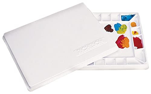 Jack Richeson 22 Wells Plastic Palette with Cover, 16 by 12-Inch, White