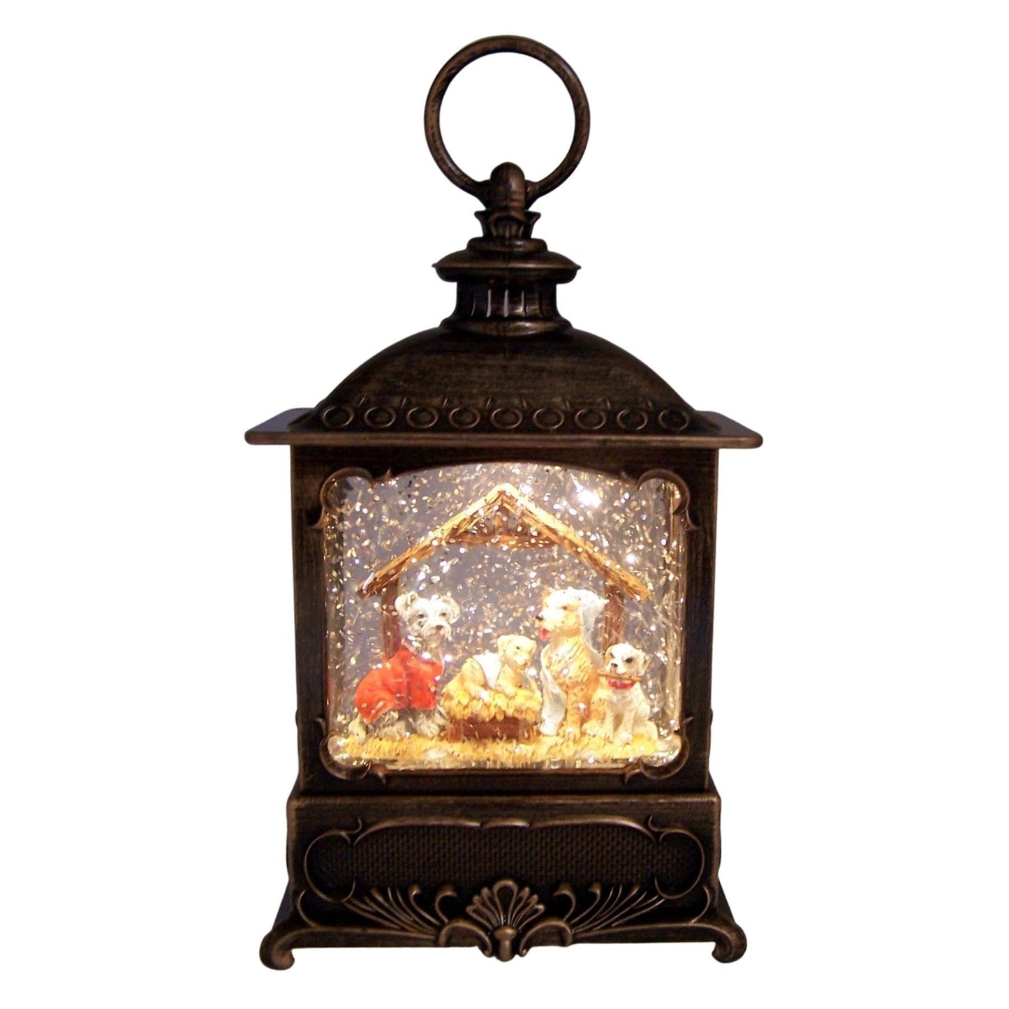 Roman Christmas Musical Dog Pageant Lantern, 8.75" H, Plastic, Battery Operated