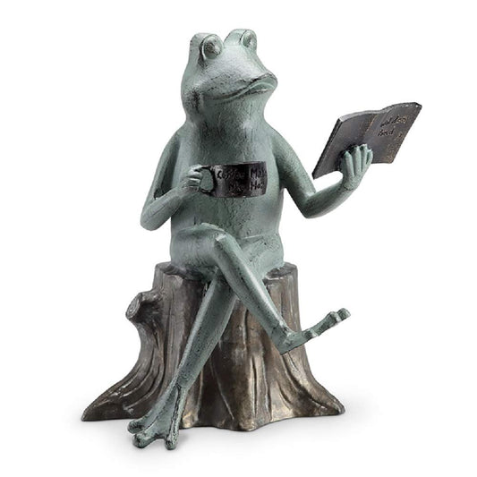 SPI Home Cast Aluminum Joy of Reading Frog Garden Sculpture