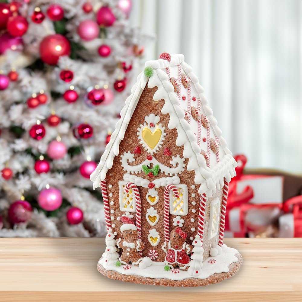 Kurt S. Adler Kurt Adler 7.87-inch Battery Operated LED Heart Gingerbread House, Multicolor