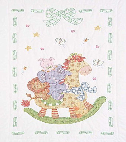 Jack Dempsey Needle Art Giraffe & Friends Crib Quilt Top