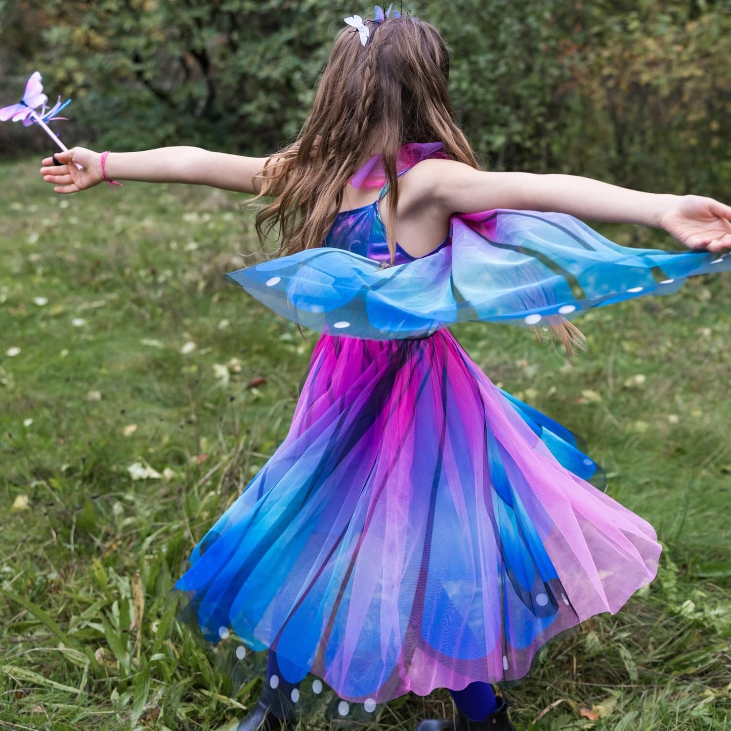 Creative Education Butterfly Twirl Dress & Wings Blue/Purple - Size 3-4 Imaginative Play for Ages 3 to 4