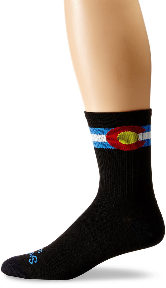 SockGuy Men's Colorado Crew Sock, Black, Large/X-Large