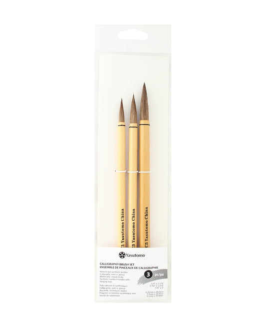 Yasutomo Calligraphy Brush Set, 3 Pieces, Arts and Crafts Supplies