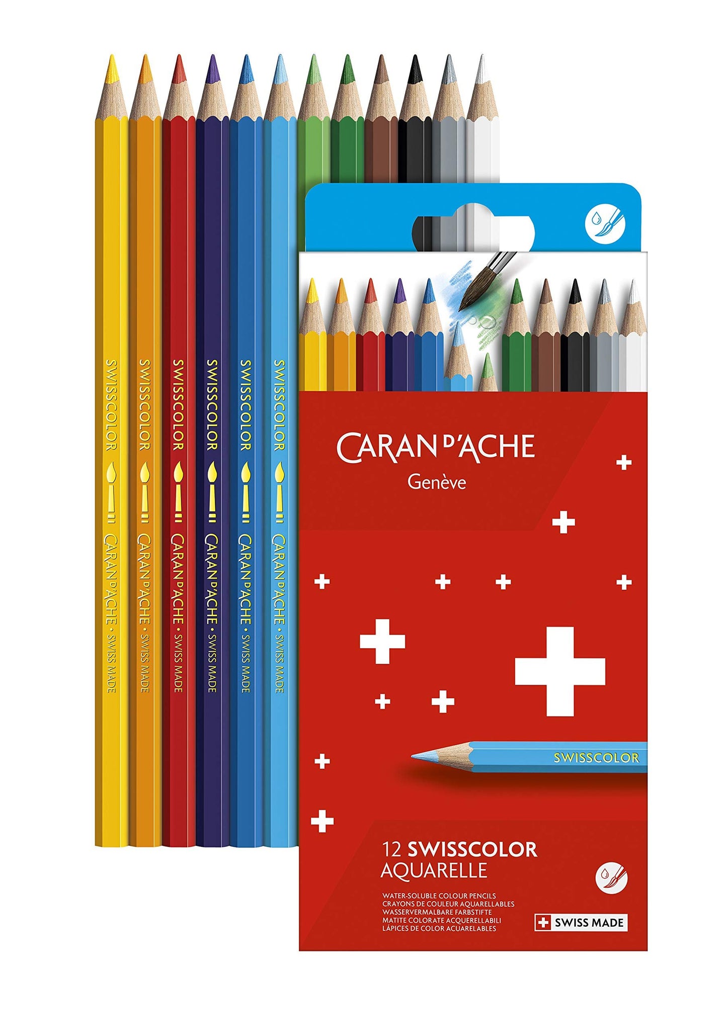 Caran D'Ache Swisscolor Cardboard Watercolor Pencil 12 Colors