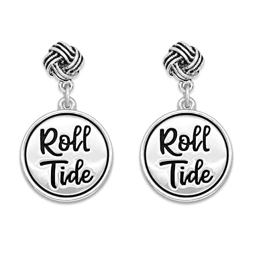 Alabama Crimson Tide Roll Tide Silver Twist and Shout Earrings Jewelry Gift UA